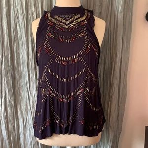 Free People Sequin Open Back Dress Top